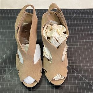 Pedro Garcia Beige Suede Open-Toe Heels